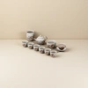 The celadon tea set includes a teapot, fair cup, tea cups, tea bowls, tea saucers, and an orange blossom branch painted beige gift box Specification image